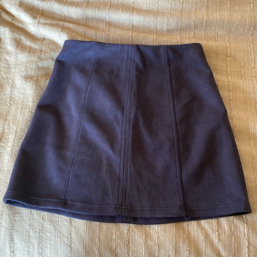 Navy Suede Mini Skirt